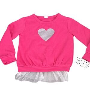 Harper Canyon Girls Sweatshirt Size 3 Pink NWT Glitter Heart Tulle Hem